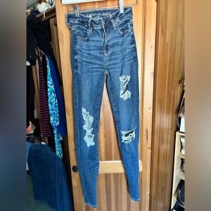EUC AE Real Good Upcycled Ne(x)t Level Ripped High-Waisted Jegging size 0